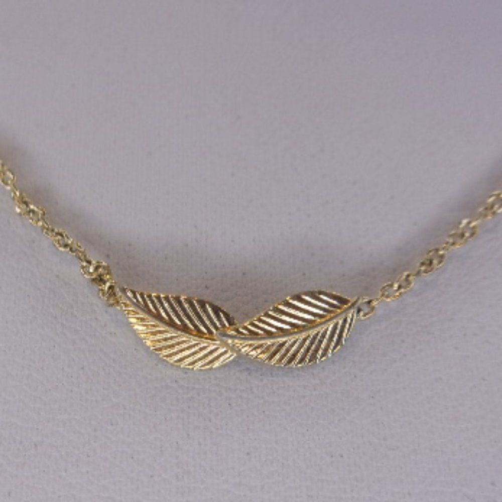 Act II Gold Tone Leaves Choker Necklace 16" L